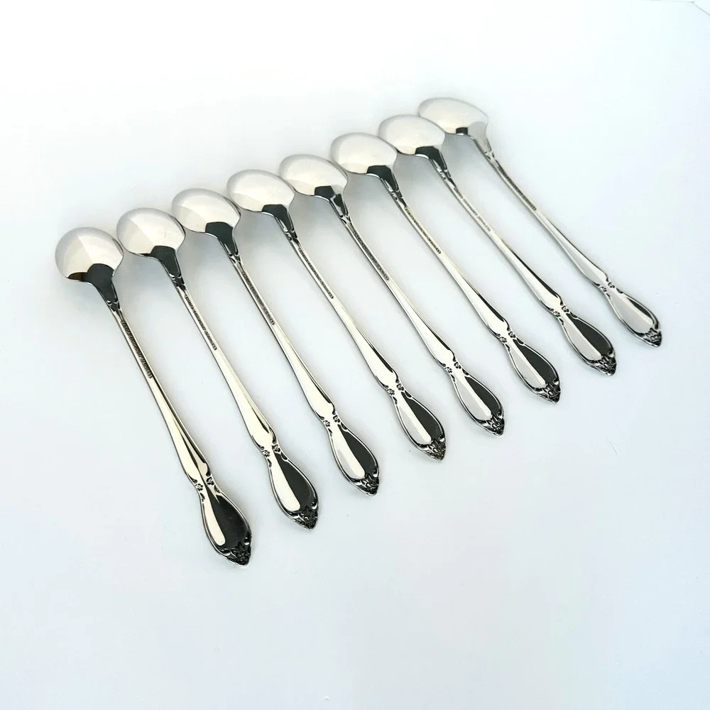 Oneida Stainless Flatware CHATELAINE Lot of 8 Iced Tea Spoons